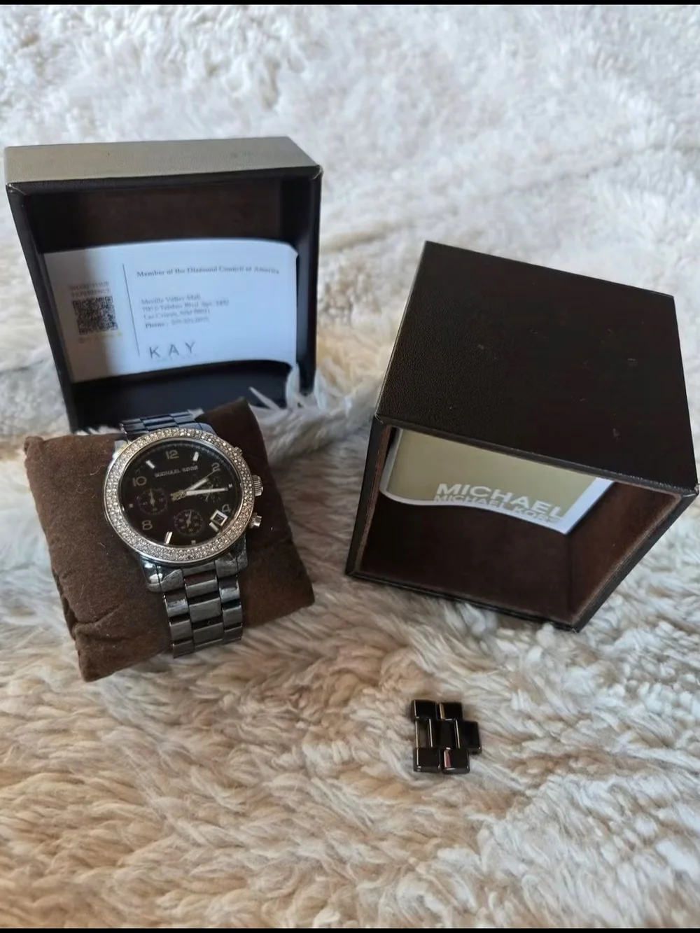 Michael Kors Black Dial Silver-Tone Crystal Bezel Women's Watch